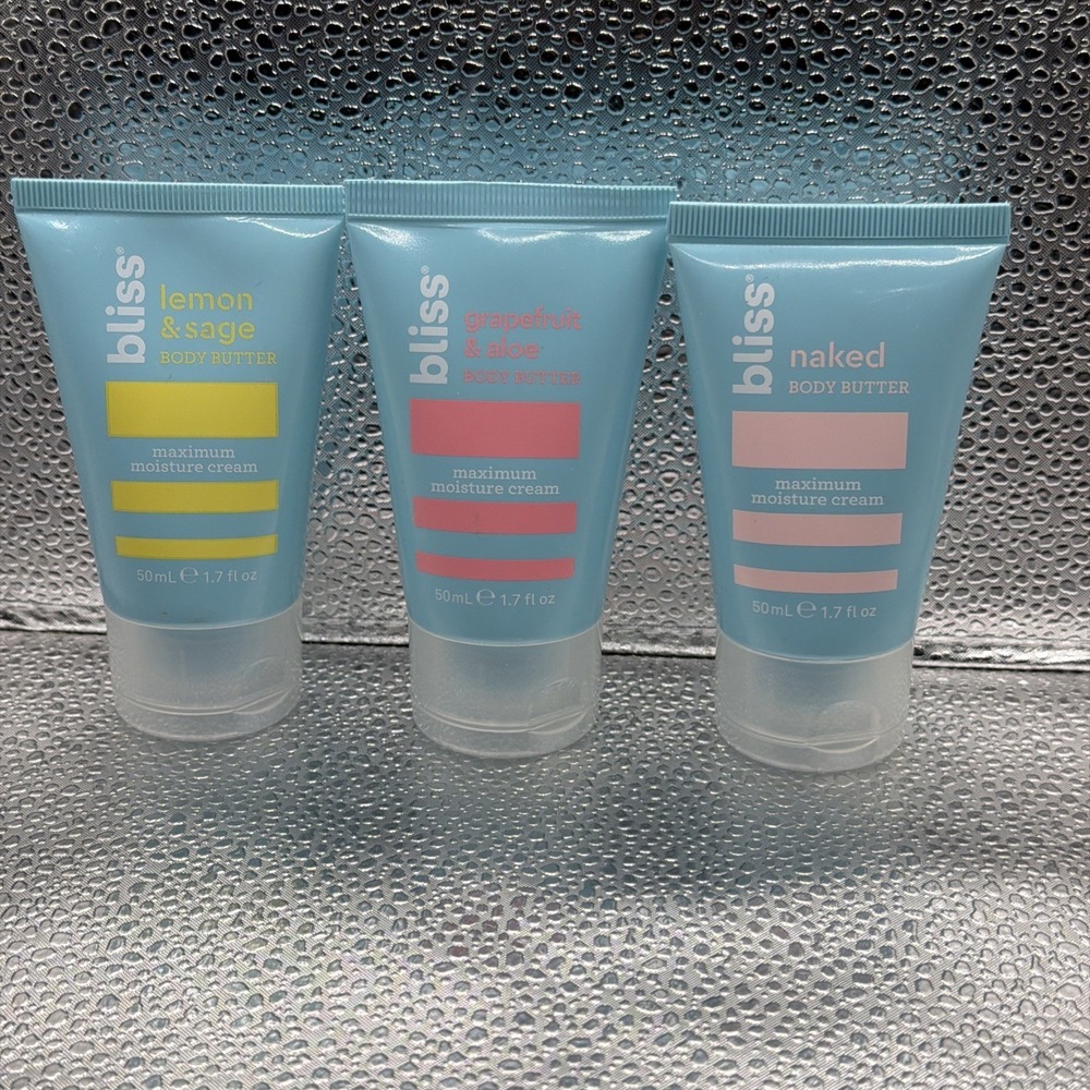 Lot of (3) BLISS Lemon Sage, Grapefruit Aloe Naked Body Butter - 1.7 Oz Each